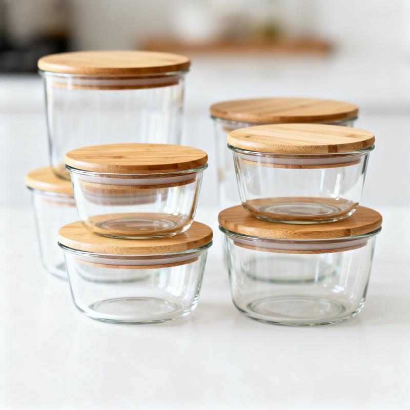 Glass Food Storage Containers with Bamboo Lids